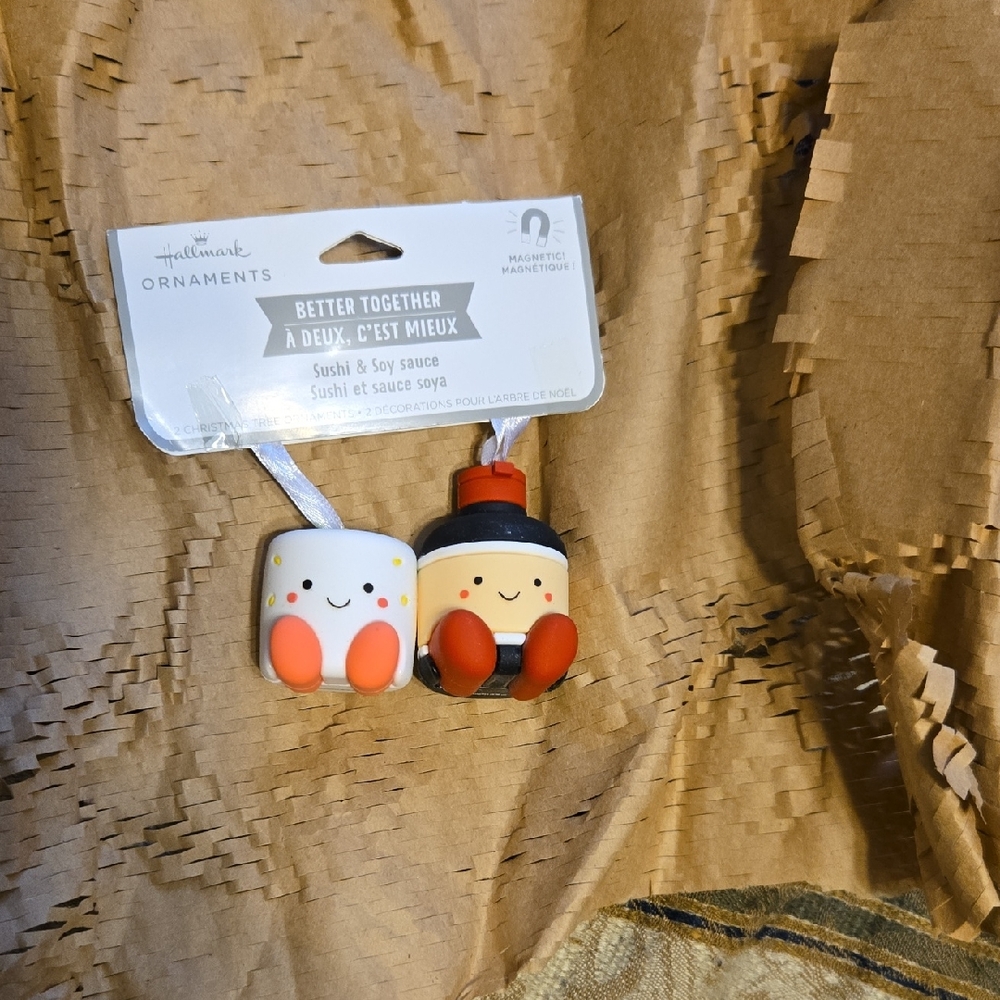 Hallmark Adorable Sushi and Soy Sauce Ornaments - Red and White